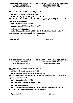 Bộ đề kiểm tra 1 tiết môn Hình học Lớp 7 - Phòng giáo dục và đào tạo huyện Long Điền